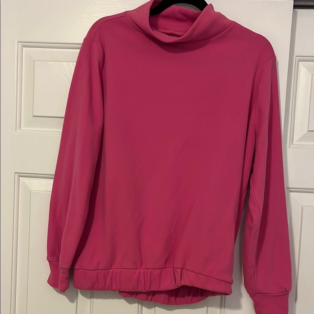 Dudley Stephens Baldwin bubble gum pink terry fleece turtleneck